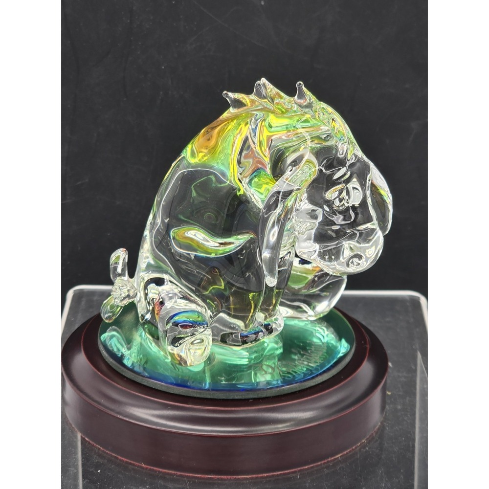 Disney's Winnie The Pooh " Eeyore" Glass Figurine Mirror Wood‎ Base 4.5" Arribas - Picture 8 of 16